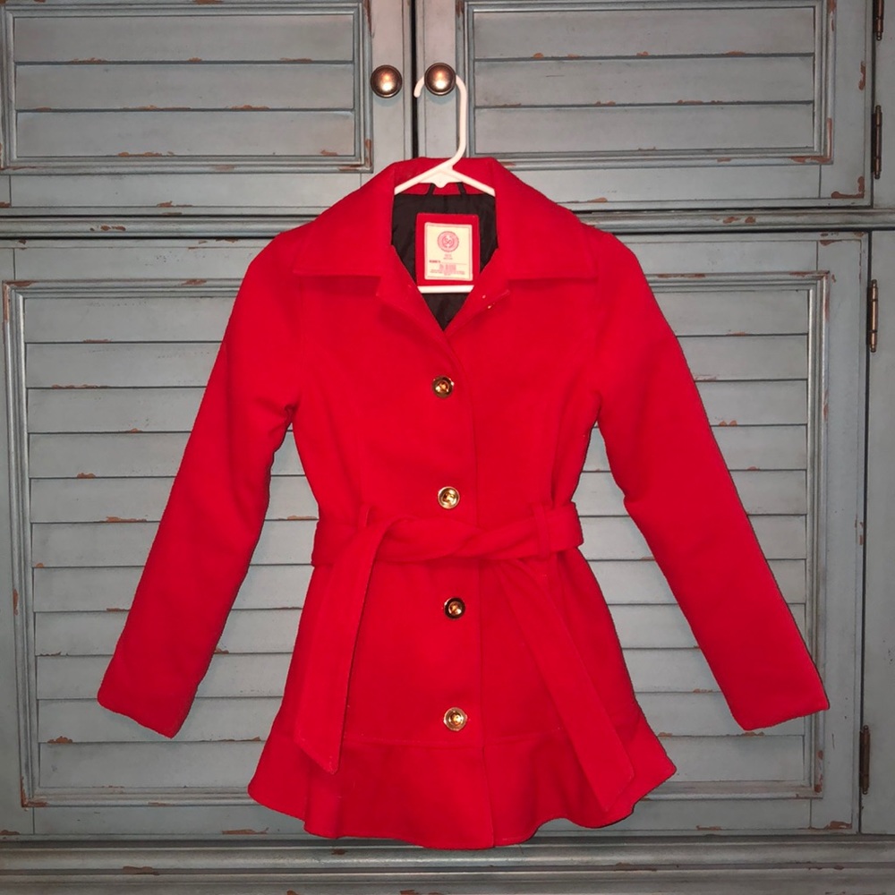Girls red pea coat